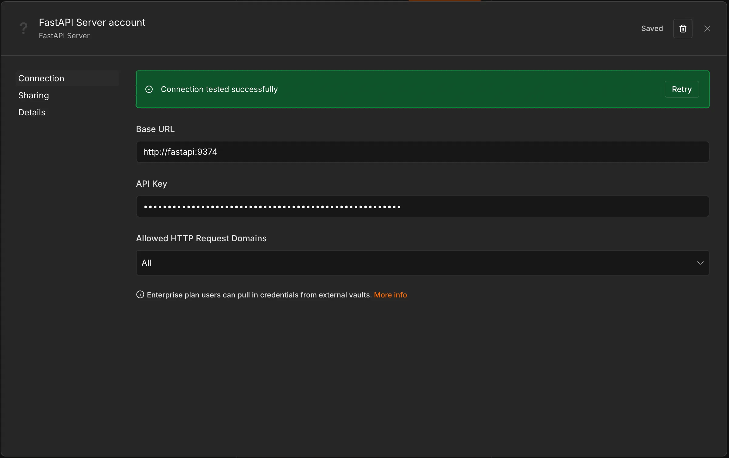 FastAPI Server credential configuration in n8n